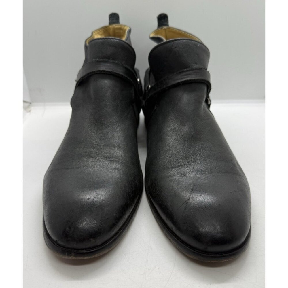 Hudson London Men’s Chelsea Ankle Boot Eu 44/Us 11 Black Leather Strappy Pull On — image 2 of 8